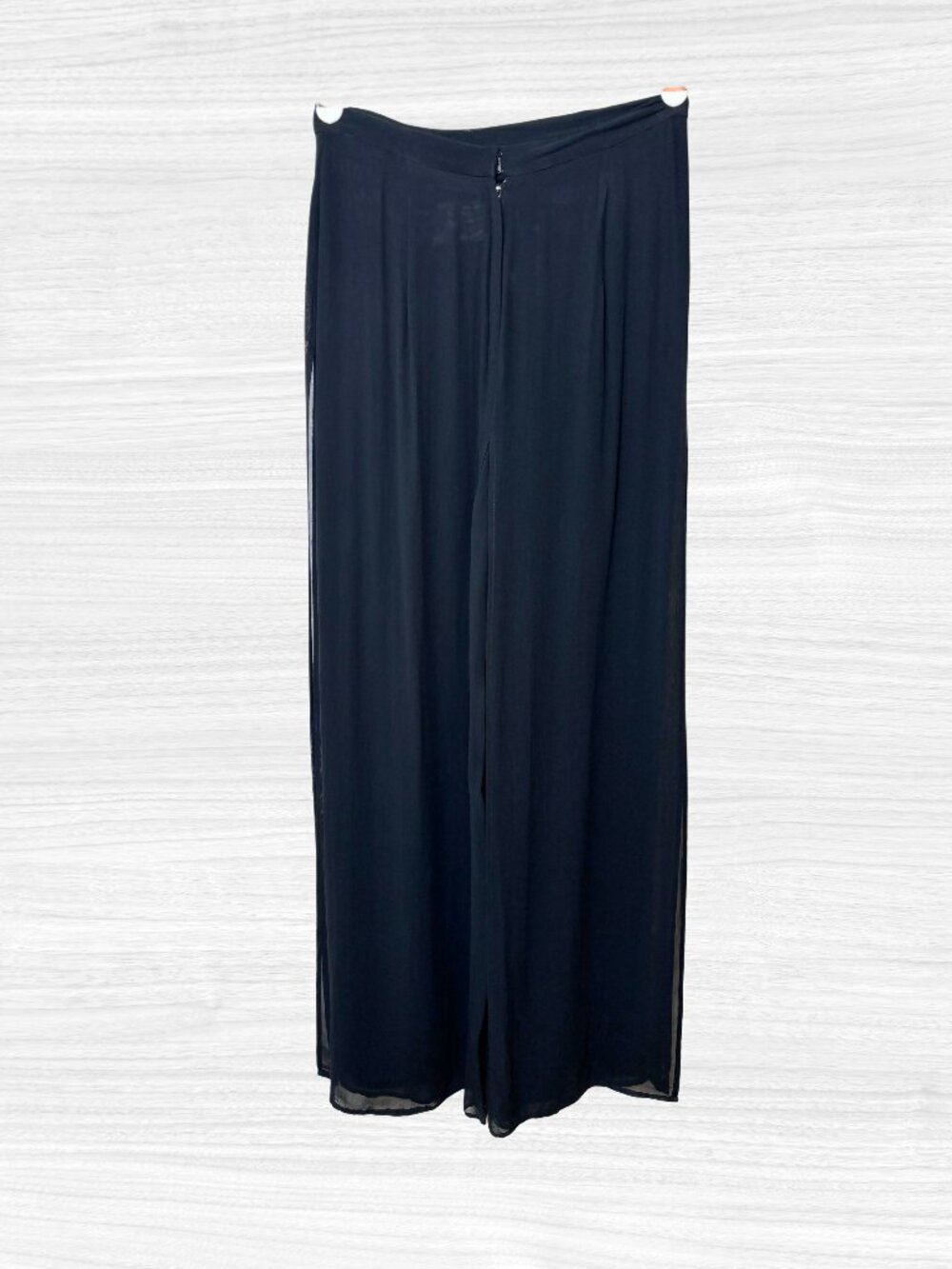 Tadashi Sheer Overlay Wide Leg Black Pants, Size 10
